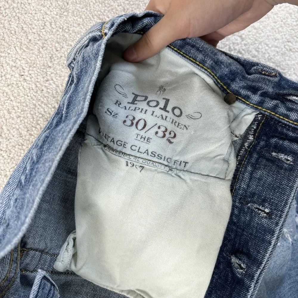 Polo Ralph Lauren‎ Jeans Vintage Classic Fit Distressed Men's 34x30 Button Fly